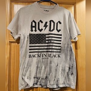AC/DC Back In Black Adult Medium 1980 Us Tour Tshirt American Flag Band Tee